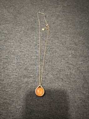 Touchstone Crystal Gold Necklace with Orange Pendant